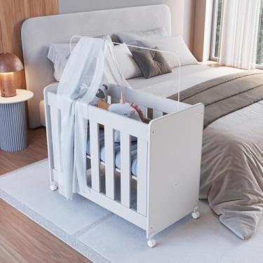 Imagem de Mini Berço Infantil Moisés Multifuncional 4 em 1 com Rodas para Quarto de Bebê