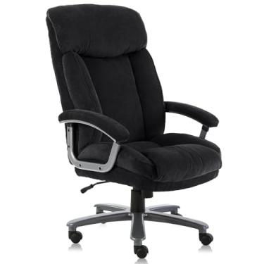 Imagem de Cadeira executiva ergonômica para escritório grande e alto com rotação estofada de 400 libras de alta capacidade ajustável altura espessa encostos de cabeça e braços para home office Black 1 pack