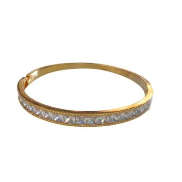 Imagem de Pulseira Feminina com Zircônias, Banho de Ouro 18k