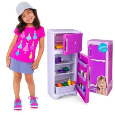 Imagem de Geladeira De Brinquedo Infantil Completa Rosa Menina