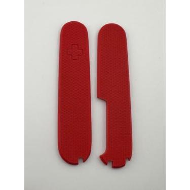 Imagem de Capas de substituição para balanças Victorinox mais alças texturizadas G10 de 91 mm com palito de dente e ranhuras para caneta esferográfica (vermelho)