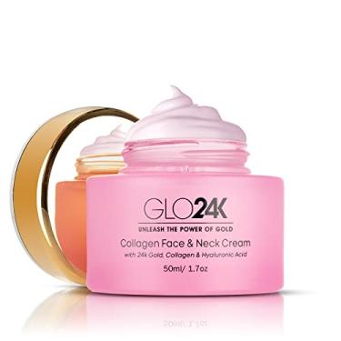 Imagem de Creme de colágeno GLO24K para rosto e pescoço com ouro 24K, colágeno e ácido hialurônico, aumenta os níveis de colágeno da sua pele para uma pele radiante e brilhante, livre de parabenos, 1,7 fl.