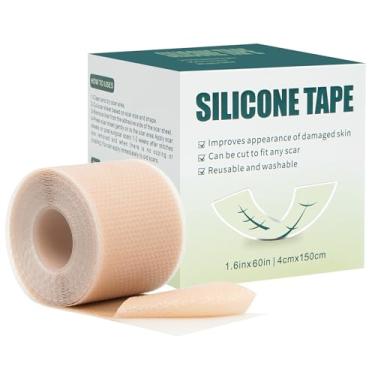 Imagem de Fita de silicone para cicatriz, folhas de silicone para cicatrizes (rolo de 1,6 x 149,9 cm - 1,5 m), folhas de cicatriz de silicone para rosto, adesivos faciais reutilizáveis de grau médico para