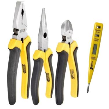 Imagem de Kit-1 Alicate Universal 8" Pol +1 de Corte 6+1 de Bico 6+1 Chave Teste Volt/Corrente Fertak