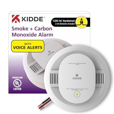 Imagem de Kidde Detector de fumaça e monóxido de carbono com fio, reserva de bateria AA, alertas de voz, interconectáveis, indicadores de luz de aviso LED, 1 pacote