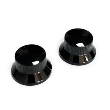 Imagem de OVSAL 2 peças de botões de metal para guitarra elétrica, botões de controle de volume e tom, peças de reposição para Fender Strat Telecaster Jazz Gibson (Preto)