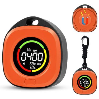 Imagem de ASIEIT Detectores portáteis de monóxido de carbono 4 em 1 para viagens, detector de CO2 recarregável e detector de CO, alarme de monóxido de carbono alimentado por bateria para acampamento, trailer