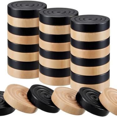 Imagem de Sumind 24 Pieces Wooden Checkers 1.06 Inch Wood Checkers Pieces Stackable with Drawstring Storage Bag for Board Game Backgammon (Black and Wood Color)