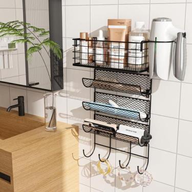 Imagem de Suporte de secador de cabelo montado na parede Styling Tool Organizer 