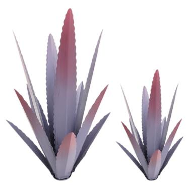 Imagem de EROCK 2 peças de escultura rústica de tequila, planta de agave de metal resistente ao vento, decoração de casa ao ar livre, faça você mesmo, rústico, metal, pintado à mão, arte de jardim, planta