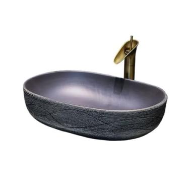 Imagem de YANIR-137 Bacia de pia de vaso de banheiro pia de cerâmica retrô pia de banheiro pia de mão arte antiga bacia de bancada lavatório de banheiro doméstico lavatório acima do balcão pia de vaidade