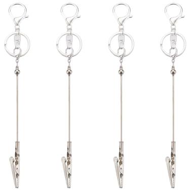 Imagem de SOFPLATE 1 caixa, 4 peças, clipe para agarrar cartões, porta-chaves, barra, liga metálica, prata, puxador de jacaré, ferramenta auxiliar de fixação com fechos de garra de lagosta para unhas longas