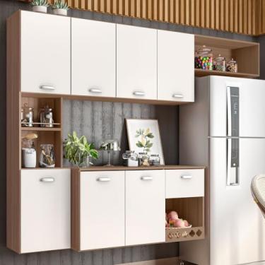 Imagem de Armario Cozinha Suspensa 7 Portas e 1 Gaveta Mila Carvalho Oak/off White