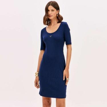 Imagem de Vestido Curto Lança Perfume Canelado Pr26 Marinho Feminino, M