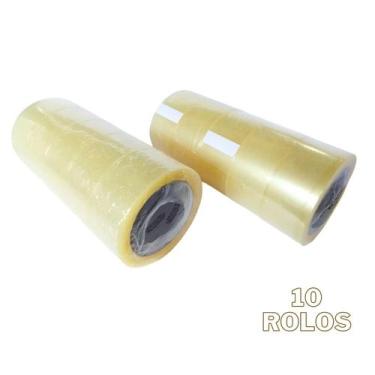 Imagem de Kit 10 Fita Adesiva Transparente 45mm x 50m  Embalagem Segura  Alta Fi