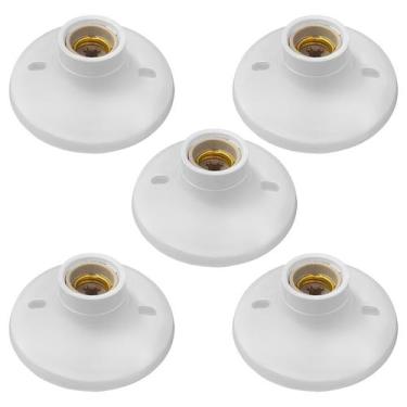 Imagem de Kit 5 Plafon Bocal Soquete Porcelana Lâmpada E27 Branco Luminarte