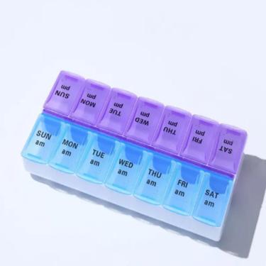 Imagem de Porta Comprimidos Semanal 2 Divisorias Organizador Caixa Remedios Capsulas Suplementos Divisorias