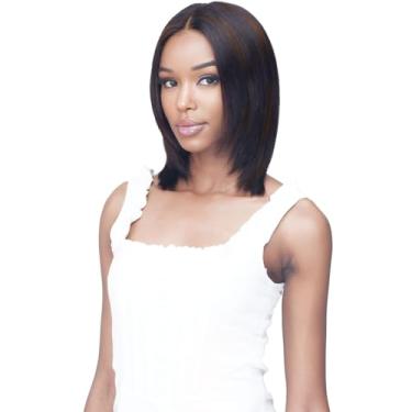 Imagem de ManeMajesty Perucas Lisas Cabelo Humano Wear and Go Perucas Sem Cola Cabelo Humano Pré-Arrancado Pré-Cortado HD Peruca Frontal de Renda Densidade 180 Densidade Peruca Preta Marrom Misto 30.5 cm FS1B