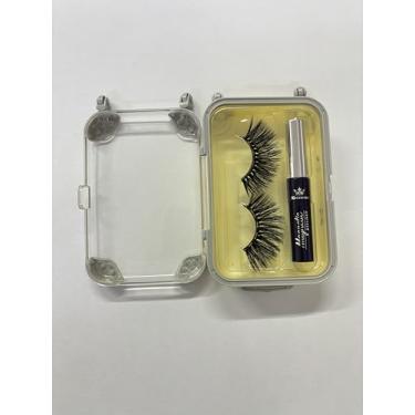 Imagem de Amzmam Kit de cílios magnéticos e delineador, cílios magnéticos de vison sintético premium, à prova d'água, de longa duração, livre de crueldade, 1 par (XK-8D-24)