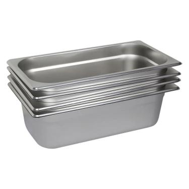 Imagem de 4 Cubas Gastronômica Buffet GN 1/3 100mm Aço Inox Sem Alça