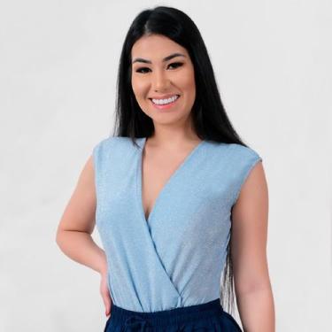 Imagem de Blusa Body Feminino Transpassada Brilho Moda Festa Balada - Catwalk, M