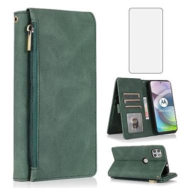 Imagem de Compatível com Moto One 5G Ace/Motorola G G5 2021 Capa carteira de vidro temperado protetor de tela com zíper de couro flip capa porta-cartões para MotoOne 1 One5G UW Ace 6.7 XT2113-3 XT2113-5