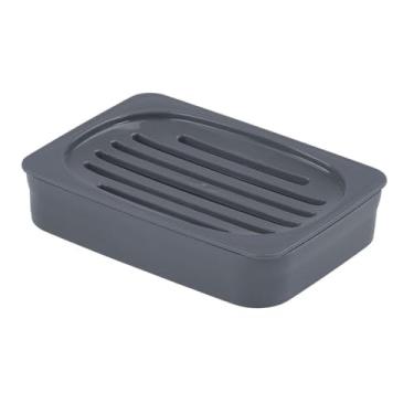 Imagem de Saboneteira em malha lisa, design minimalista, fácil de limpar, drenagem rápida, adequada para casas de banho (Chumbo)