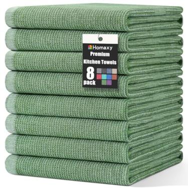 Imagem de Homaxy Toalhas de cozinha premium (45,7 cm x 71,1 cm, pacote com 8), toalhas de mão de cozinha grandes de algodão, toalhas de prato planas e felpudas, conjunto de toalhas de chá altamente absorvente