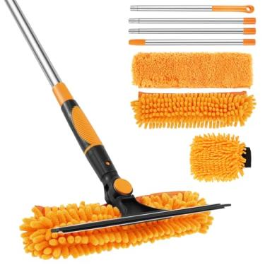 Imagem de Limpador profissional de rodo de janela, rodo de chuveiro 2 em 1 com haste de extensão, ferramenta de limpeza de janela alta profissional telescópica de 14 metros para vidro de chuveiro, para-brisa de