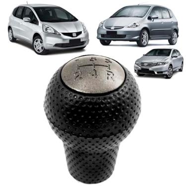 Imagem de Manopla Bola da Alavanca de Cambio Marcha Fit e New Fit 2003 a 2014 e City 2009 a 2014 Preto com Lente Prata