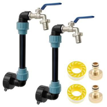 Imagem de Adaptador de tanque de bolsa IBC de 2 peças, pescoço de cisne de tanque IBC com alça, torneira de saída de 3/10.2 cm acessórios de tanque adaptador IBC, substituição de conexão de mangueira de