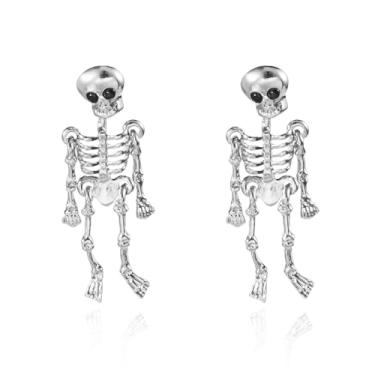 Imagem de Brincos de caveira de esqueleto para mulheres, pingente de abóbora, pinha, açúcar, vários formatos, estilo gótico, brincos de caveira, festa de Halloween, bijuteria cosplay, one, Metal, Sem pedra