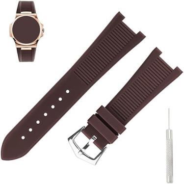 Imagem de MMBAY Pulseiras de relógio de borracha de 25 mm x 13 mm compatíveis com Patek Philippe Nautilus PP 5711 1A010 5712 5712G 5726 5980, pulseira de silicone de substituição para relógio com fivela Tang