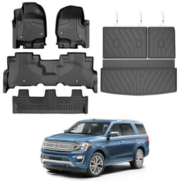 Imagem de TTX LIGHTING Tapetes de chão, forro de carga e tapete de encosto para Ford Expedition 2018-2024 (não para Max) - Tapetes automotivos de proteção para todos os climas incluem forro de 1ª e 2ª e 3ª