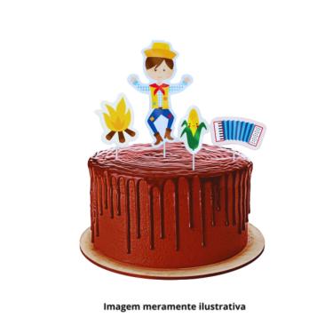 Imagem de Topper Decorativo p/ Bolo Festa Junina Menino c/4 Unidades Festcolor
