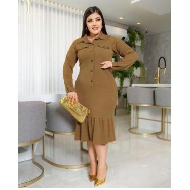 Imagem de Vestido Midi Jaiane Moda Evangélica Feminina - Miss Flower, Marrom, Ún