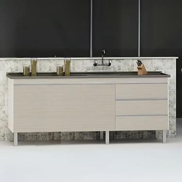 Imagem de Gabinete de Cozinha 3 Portas Madeirado Balcão MDF 194 cm
