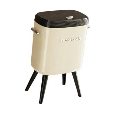 Imagem de Bothyi Lata de lixo com pernas antidobráveis, grande capacidade de 15L, balde de papel criativo com tampa selada para banheiro, escritório, banheiro, quarto, Branco
