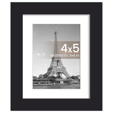 Imagem de upsimples Porta-retrato 10 x 12 cm, exiba imagens 7 x 10 cm com tapete ou 10 x 12 sem, moldura para pendurar na parede, preta, 1 pacote