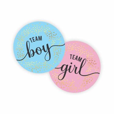 Imagem de Lindo Adesivo Chá Revelação Team Girl Boy 120Un Rosa/Azul