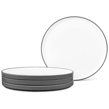 Imagem de Conjunto de Pratos para Salada e Sobremesa com 4 Peças, Formato Redondo, Material de Porcelana e Designer Minimalista, Noritake G007-205D
