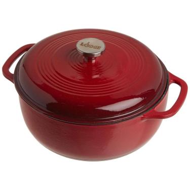 Imagem de EC6D43 Panela de Ferro Fundido 6 Litros Forno Holandês Esmaltado e Antiaderente, LODGE EC6D43PLT, Vermelho