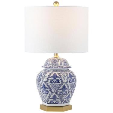 Imagem de Abajur Luminária de Mesa em Cerâmica, Estilo Clássica Tradicional com 63 cm de Altura para Quarto, Sala de Estar e Escritório, 110V 100W