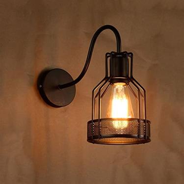 Imagem de Arandela moderna, arandela europeia, arandela industrial de ferro, arandela de metal preto, abajur de parede em V, retrô, E-dison E27 MI-NI, luminária de parede antiga compatível com cabecei