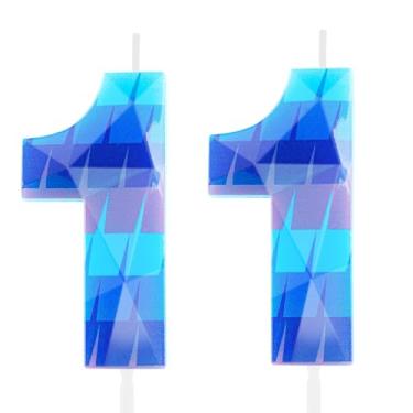 Imagem de Hongplus Jogo de vídeo 3D 11 velas de aniversário PiÃata Gaming Party Numeral 11 velas topo de bolo para crianças, meninos de batalha 11 anos, decoração de jogos e videogame, decoração de festa