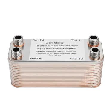 Imagem de 20 30 40 Placas Resfriador de Mosto Trocador de Calor Aço Inoxidável Resfriador de Cerveja Caseira Resfriador de Contrafluxo Trocador de Calor de Placas Soldadas(30P)