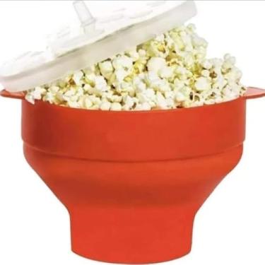 Imagem de Pipoqueira Grande de Silicone para Micro-ondas – Balde PopCorn Sem Óleo com Tampa BPA Free e Design Dobrável
