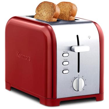 Imagem de Torradeira Elétrica 2 Fatias com 9 Níveis de Tostagem Ajustáveis, Aço Inox, 110v, KENMORE KKTS2SR AZ 2, Vermelho
