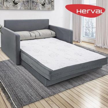 Imagem de Sofá-Cama 3 Lugares Herval Space Suede Cinza, 176 cm