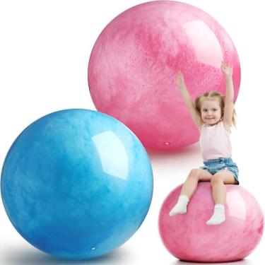 Imagem de Bouncy Balls Jadive Marbleized 60 cm com bomba de ar para crianças, 2 